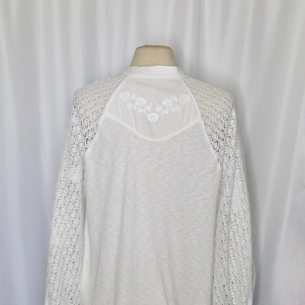 Free People White Lace Sleeve Top - Picture 10 of 15